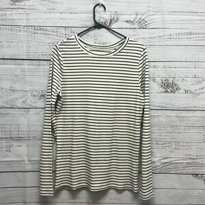 Time and Tru Black and Cream Striped Top